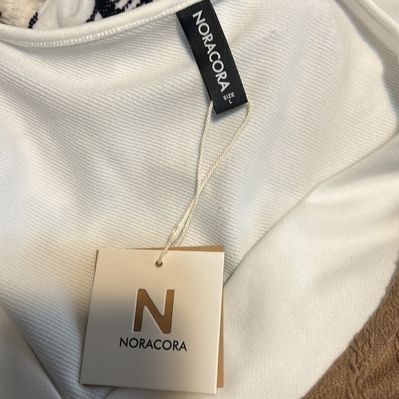 Noracora White Brown Long Sleeve V Neck L - Picture 5 of 5